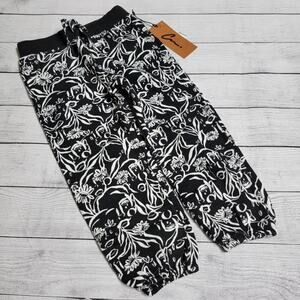 Nordstrom By Cristina Martinez Cozy Joggers Blooming Faces Black White Size 5